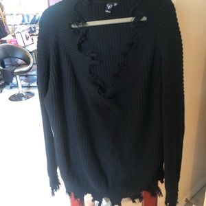 Windsor oversized distressed black knit sweater